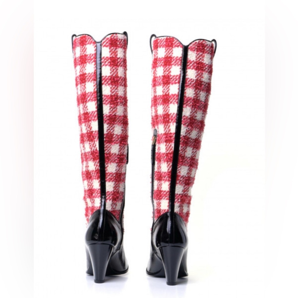 Gucci Red and White Checkered Boots and Bag Set Brand New Size 38 GG Horse Bit - Picture 2 of 7